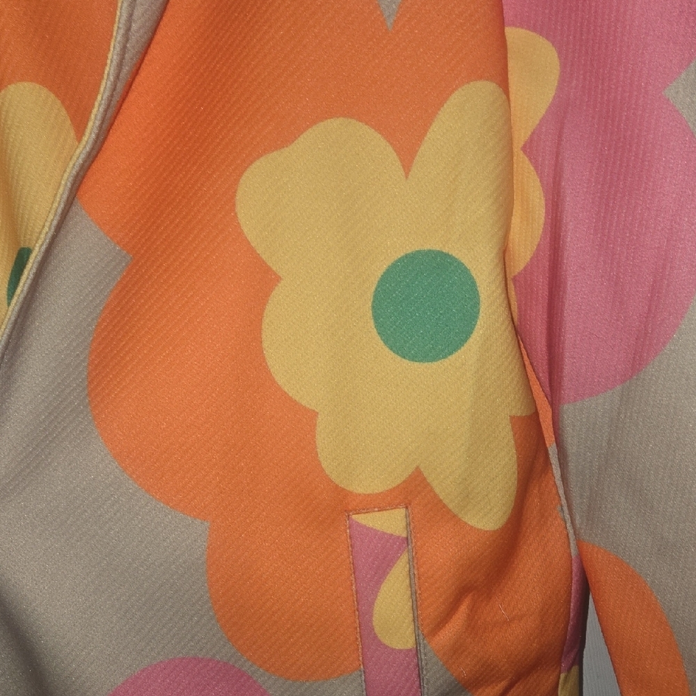 DAVI & DANI Pink and Orange Floral Trench Coat with Yellow Flowers - Picture 3 of 5